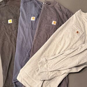 Carhartt Long Sleeve Pocket Tees in Black, Blue, Gray, and Light Gray